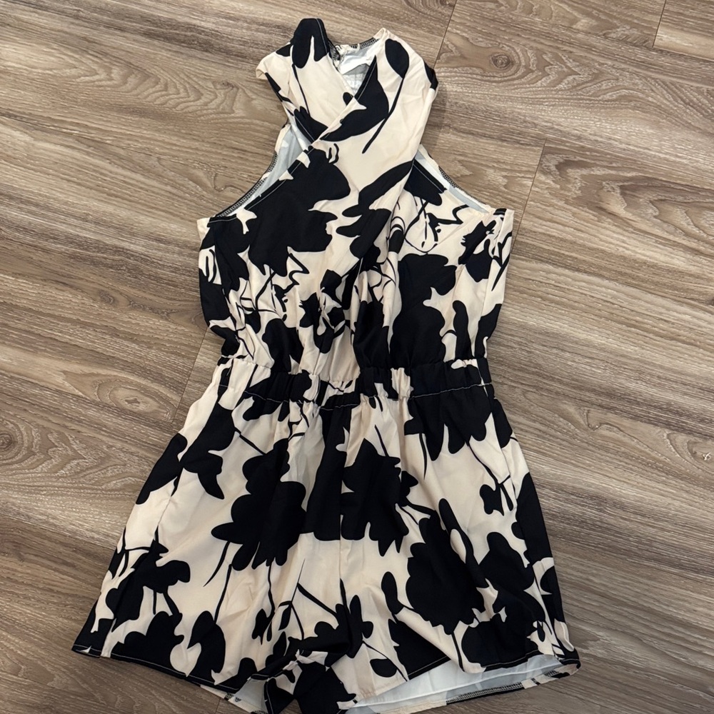 Black and White Floral Romper